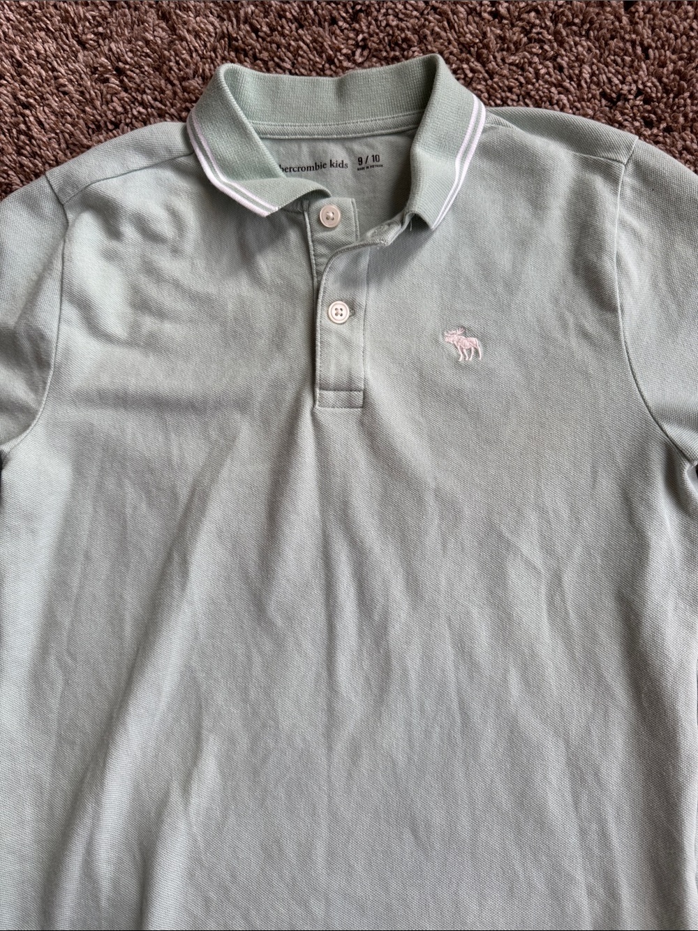abercrombie kids Light Sage Green Polo with Pink Logo